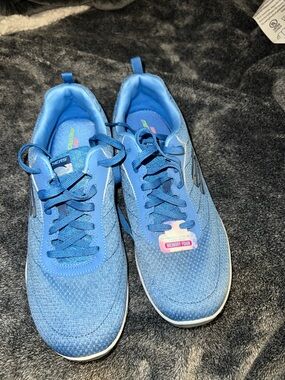 Skechers Skech-Air Light Blue Knit Lace-Up Sneakers